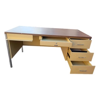 1970s McDowell and Craig Yellow 4 Drawer Tanker Desk For Sale