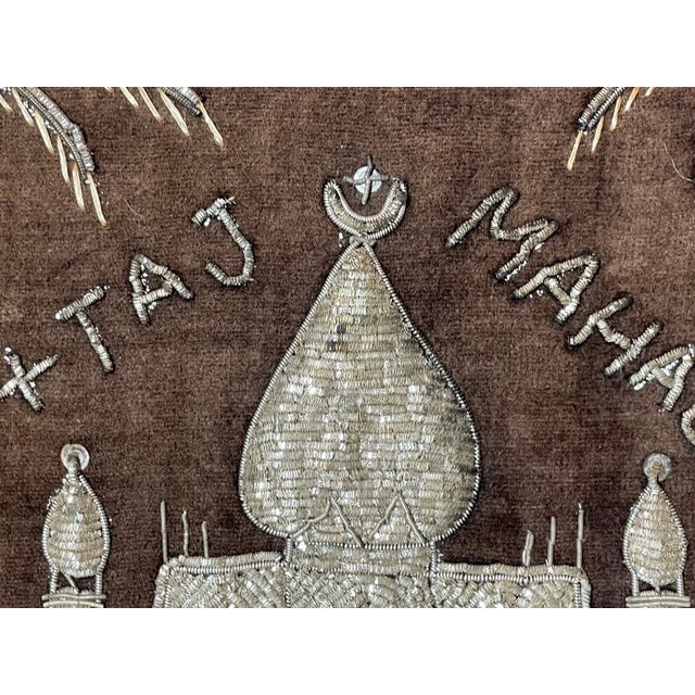 Antique 19th Century Hand Embroidered Velour Taj Mahal Indian Needlepoint Art For Sale In New York - Image 6 of 13