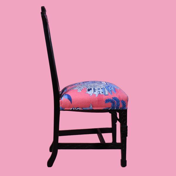Chinoiserie Black Ornamental Desk Chair For Sale - Image 3 of 6