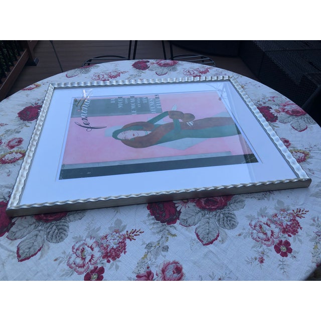 Blush Original 1930 Femina French Art Deco Fashion Magazine Cover, Framed & Matted — Février (February) For Sale - Image 8 of 11