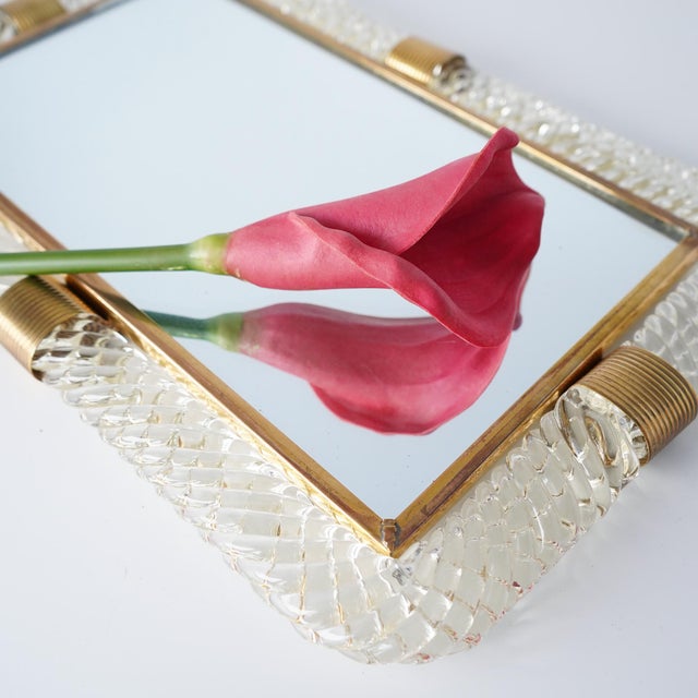 Barovier & Toso Twist Murano Glass and Brass Tray For Sale - Image 11 of 11