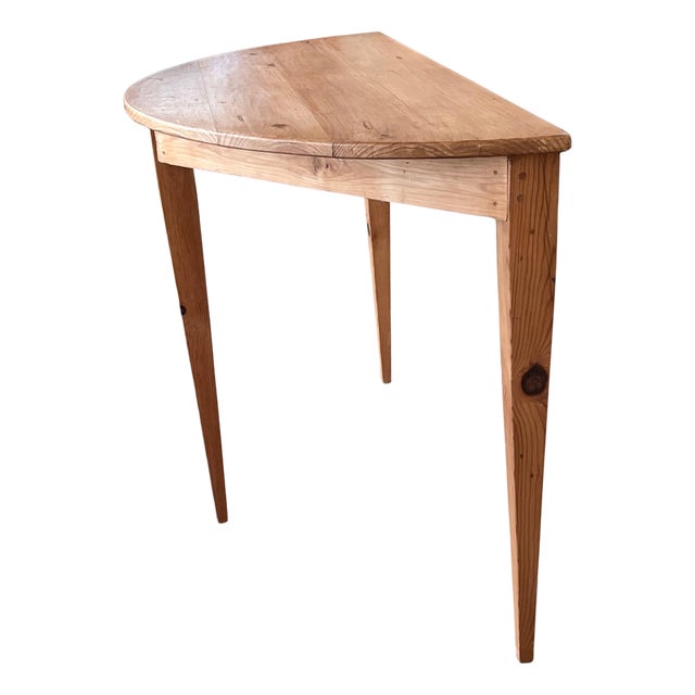 Mid 20th Century Spanish Demilune High Pine Console Table For Sale