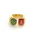 Bochic “Orient” Red Ruby, Green Emerlad & Pearl Ring Set 18K Gold & Silver, Size 4.5 For Sale - Image 6 of 11
