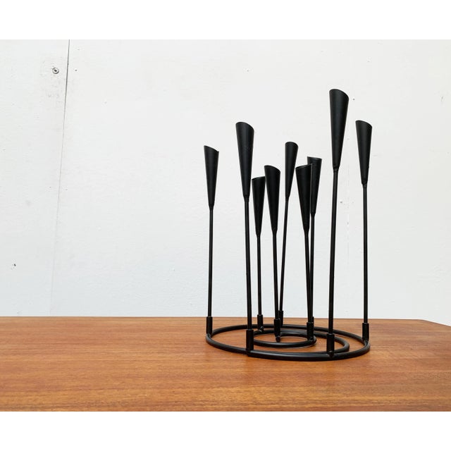 Mid-Century Brutalist String Style Metal Candleholder For Sale - Image 10 of 18