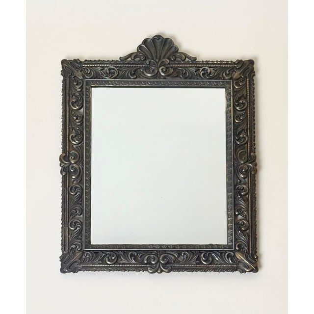 Metal Neo-Baroque French Cast Metal Modèle Déposé Wall Mirror, 1900 For Sale - Image 7 of 11