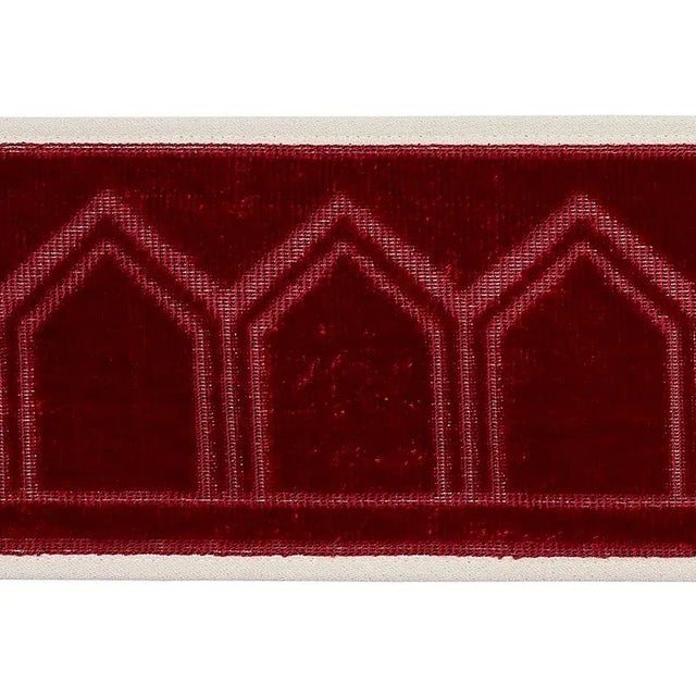 Mediterranean Schumacher Vizier Velvet Tape in Ruby For Sale - Image 3 of 3