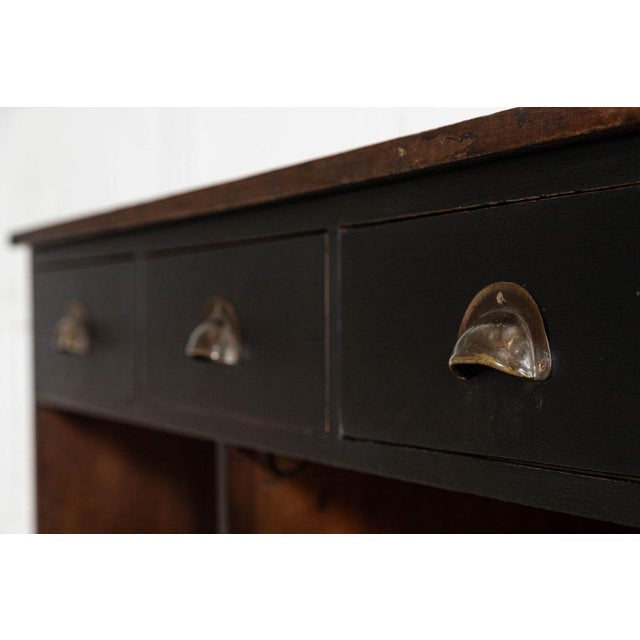 19th Century English Ebonised Mahogany & Pine Shop Counter, 1890s For Sale - Image 9 of 16