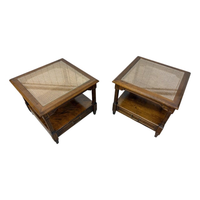 Vintage Ethan Allen Directoire Walnut Side Tables - Set of 2 For Sale