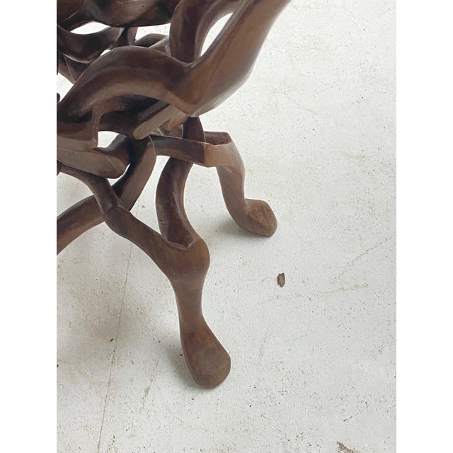 Large Ceramic Vide Poche on Tripod Base in Wood with Sculpted Birds, France, 1960s For Sale - Image 10 of 14