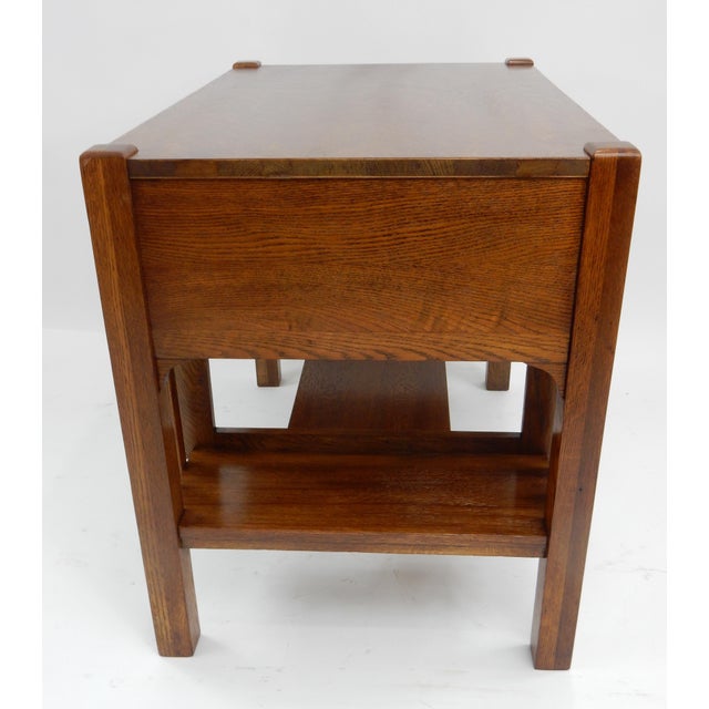 Antique Mission Arts & Crafts Oak Library Desk 38", Signed Bourn Hadley