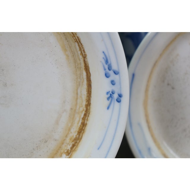 Ceramic Early 20th Century 2 Chinese Chinoiserie Blue & White Lotus Flower Planters Cachepots Jardinières For Sale - Image 7 of 16