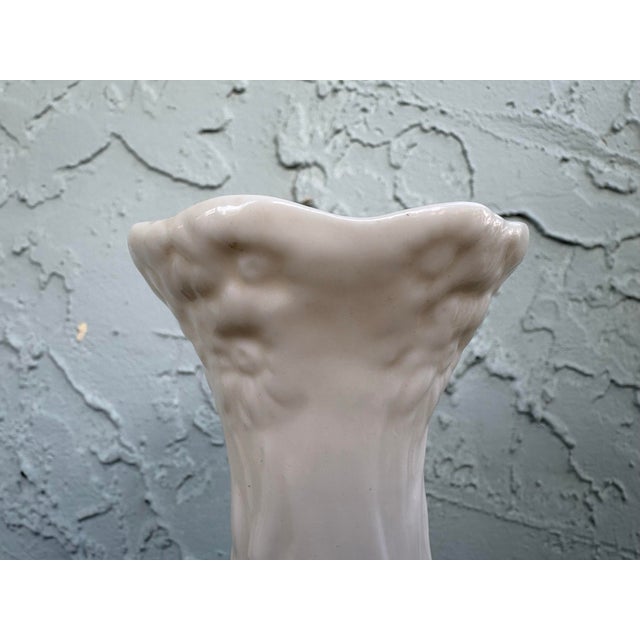 Vintage Belleek Ireland Shamrock Porcelain Bud Vase With Textured Flared Rim For Sale In Orlando - Image 6 of 9