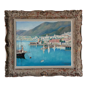 1930's Vintage v. Fioravanti “Monte Carlo” Oil Painting on Board, Framed