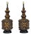 1970s Large Mid Century Bronze Color Brown Gold and Black Brutalist Lamps - a Pair For Sale