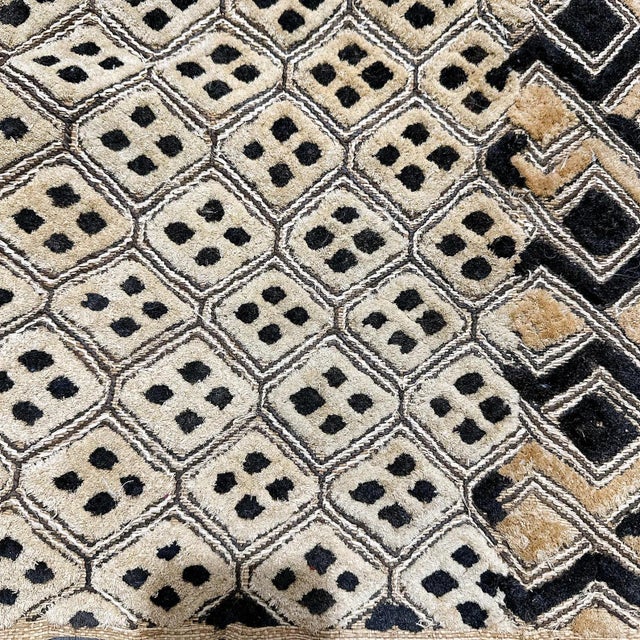 Authentic Shoowa Kuba Cloth | Vintage African Raffia Textile | Handwoven Tribal Wall Art | 22 X 24 Inches | Natural Geometric Décor For Sale - Image 4 of 5