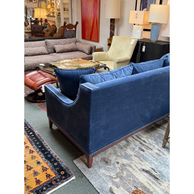 2010s Nathan Anthony Bespoke Slope Arm Sofa, Navy For Sale - Image 5 of 14