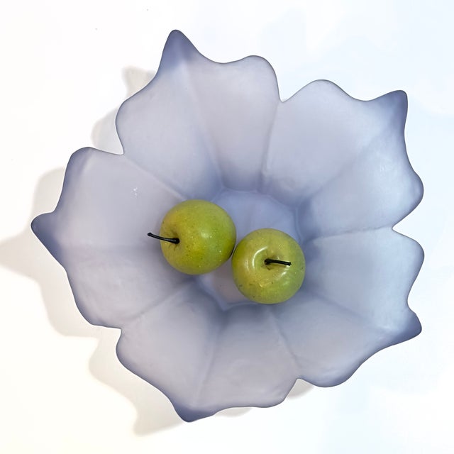 Viking Glass Company Vintage Viking Glass Frosted Purple Lotus Fruit Bowl For Sale - Image 4 of 12