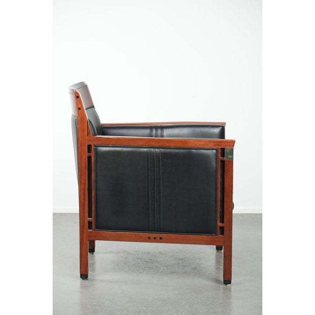 Art Deco Decoforma Series Armchair in Black Leather and Wood from Schuitema For Sale - Image 3 of 13