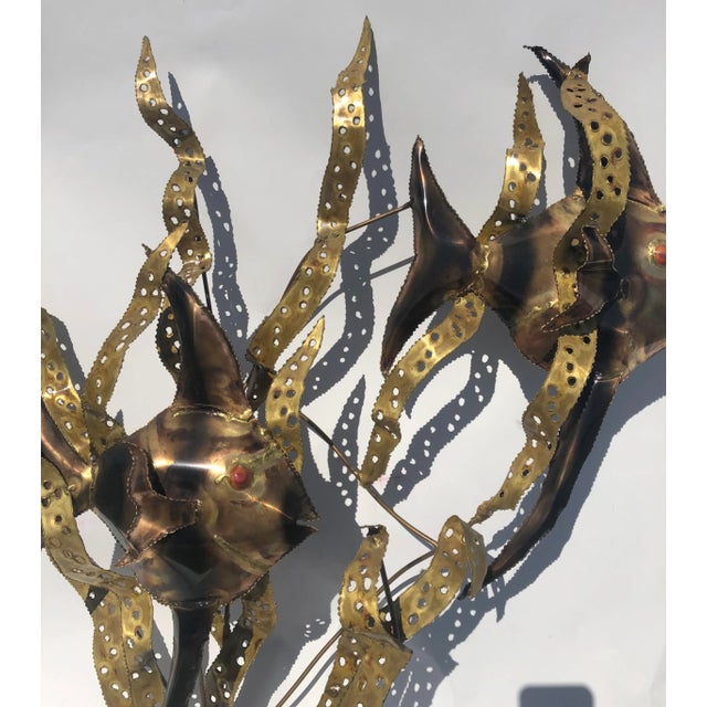 Mid Century Modern Metal Wall Art Fish & Seaweed For Sale In New York - Image 6 of 7