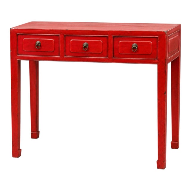 Mid 20th Century Mid-Century Chinese Red Lacquered Altar Style Console Table For Sale - Image 5 of 6