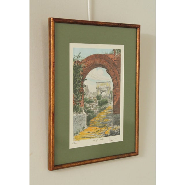 Traditional Mid 20th Century Italian Roman Ruins Colored Etching by Sziklay Bela For Sale - Image 3 of 13