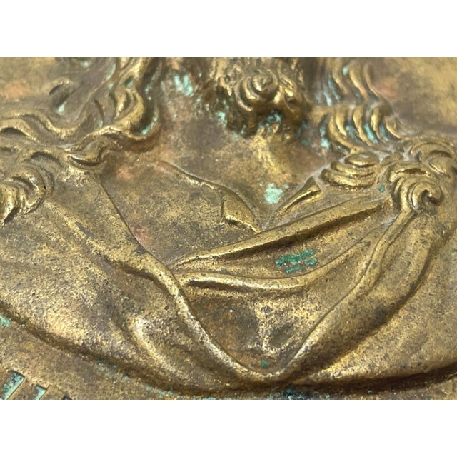 French Convent Late 19th Century Brass Haloed Christ Blessing Sunburst Plaque For Sale - Image 12 of 12
