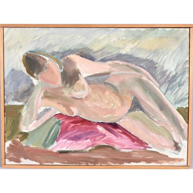 Arne Cassel, Lying Nude, 1960s, Oil on Canvas, Framed For Sale - Image 4 of 18