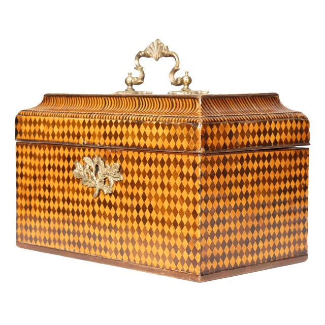 Wood Fine George III Parquetry Teacaddy For Sale - Image 7 of 10
