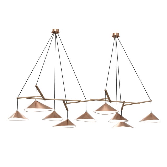 Emily Group of Nine Pendant Light in Copper Semi-Matte by Daniel Becker for Moss Objects For Sale