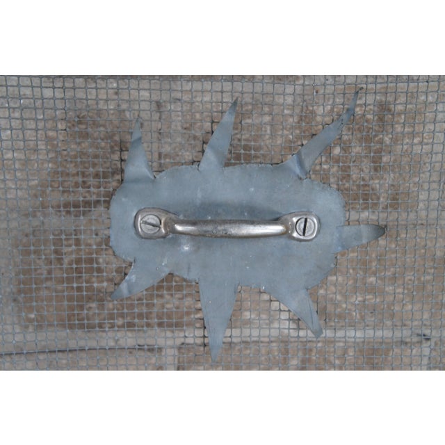 Large Vintage Handmade Iron & Mesh Rustic Folding Fire Screen For Sale - Image 6 of 12