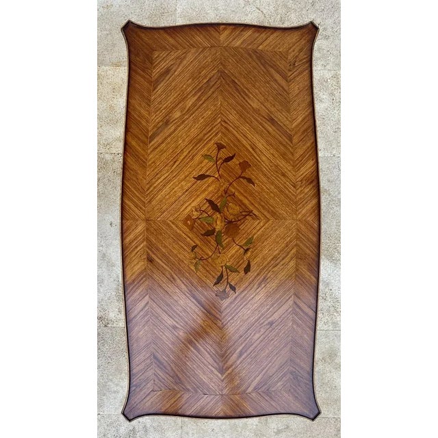 Brown French Marquetry Bronze Ormolu Mounted Center or Coffee Table, 1920s For Sale - Image 8 of 12