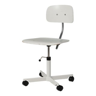 Mid Century White Kevi Office Desk Task Chair Jørgen Rasmussen Rabami Stole Marked For Sale