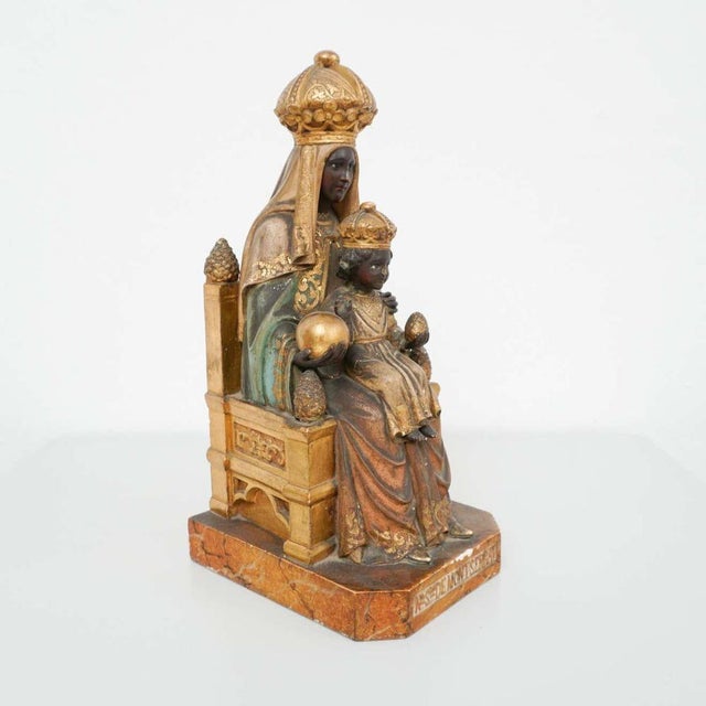 Mid-19th Century Polychromed Montserrat Virgin Statue For Sale - Image 3 of 16