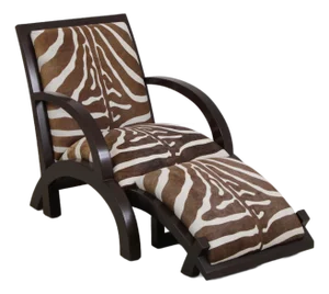 Art Deco Modern Style Zebra Print Chair & Ottoman