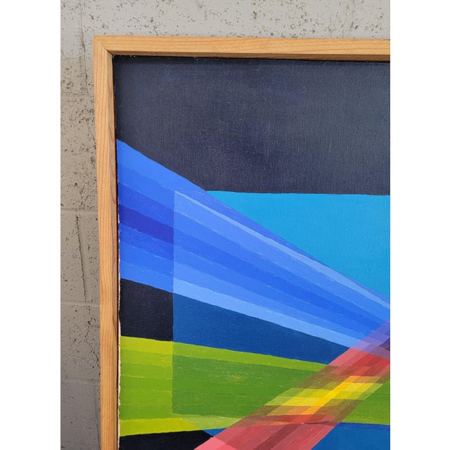 Geometric Abstract Painting on Canvas With Prism and Optical Effects For Sale - Image 4 of 9
