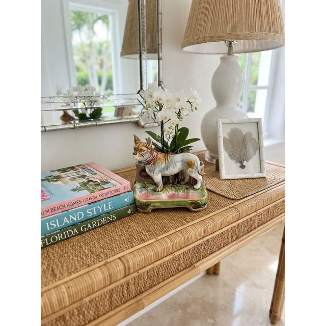 Vintage French Majolica Boxer / French Bulldog Figural Planter & Desk Catchall For Sale - Image 10 of 12
