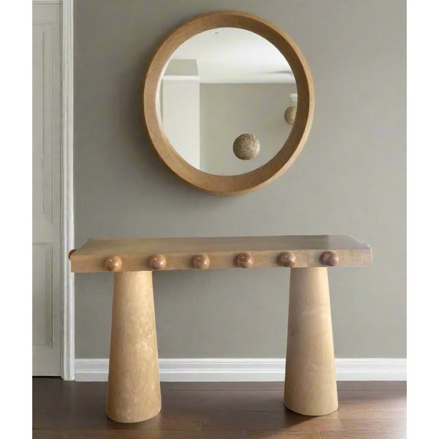 Dot 65 Inch Modern Architectural Console Table with Ball Design in Light Oak For Sale In Los Angeles - Image 6 of 8
