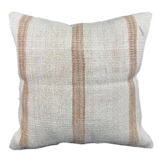 Turkish Hemp Pillow Cushion Natural Beige Rust Pillow Cushion Cover 24"x24" For Sale