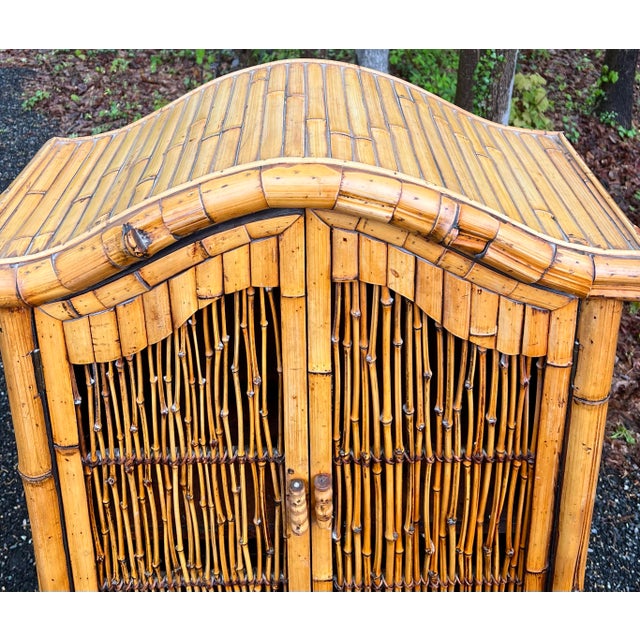 Vintage Palm Beach Regency Bamboo Cabinet For Sale - Image 9 of 12
