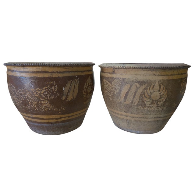 Chinese 1960s Pair of Chinese Glazed Dragon Terracotta Planters For Sale - Image 3 of 4