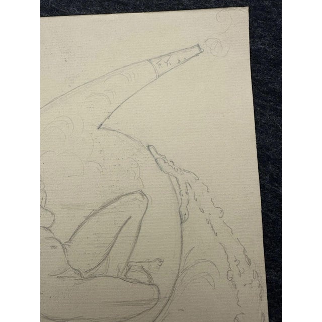Carl Heinz Berberich, Nude, Devil Fries the Naked Vulva in the Glass Flask of Sin to…, Pencil on Paper For Sale - Image 6 of 13