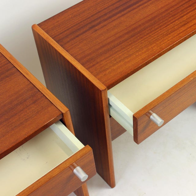 Square Bedside Tables in Mahogany, Czechoslovakia, 1970s, Set of 2 For Sale - Image 6 of 14