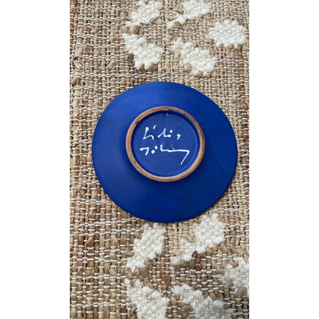 Rustic European Lidia Barth Tihany Petite Blue White Glaze Petite Wall Plate Hungarian For Sale - Image 3 of 4