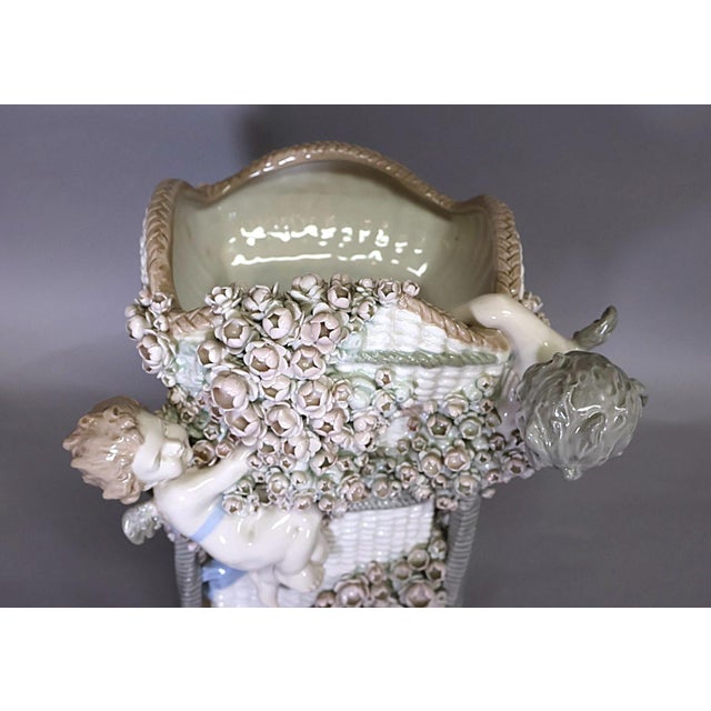 Antique Austrian Amphora Art Nouveau Figural Flower Vase With Putti and Applied Roses For Sale - Image 13 of 17