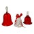 Vintage 20th Century Crystal & Glass Red Holiday Bells- Set of 3 For Sale