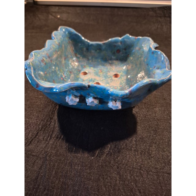 Handmade Blue Glazed Bonsai Pot For Sale - Image 4 of 8