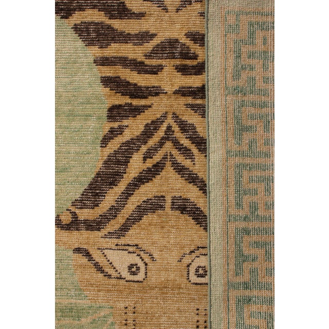 Not Yet Made - Made To Order Handknotted Stretching Tiger Rug in Lush Sea Green, 9'x12' For Sale - Image 5 of 6