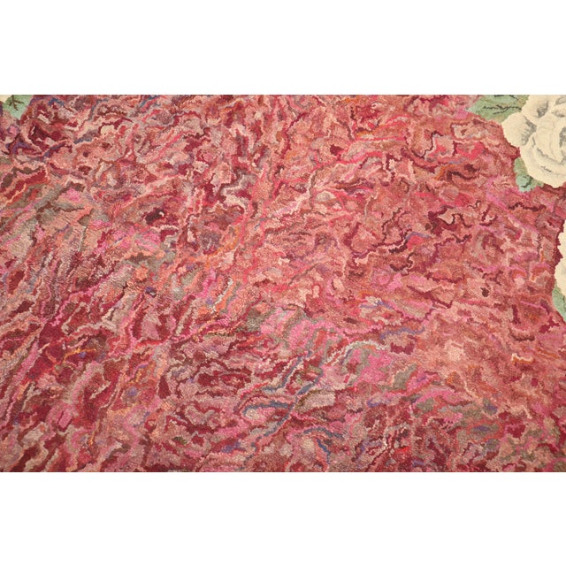 Vintage Zabihi Collection Floral Botanical American Hooked Oval Size Rug - 6'8" x 9'7" For Sale - Image 4 of 9