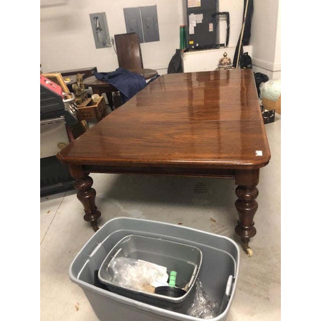 Antique English Victorian Mahogany 12 Seat Dining Table Chairish 7ft rustic farmhouse table with chairs and turned legs, dark walnut top and antique white the most common antique dining table material is cotton. antique english victorian mahogany 12 seat dining table