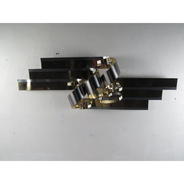 1980s 1980s Mid-Century Curtis Jere Metal Ribbon Wall Art For Sale - Image 5 of 12